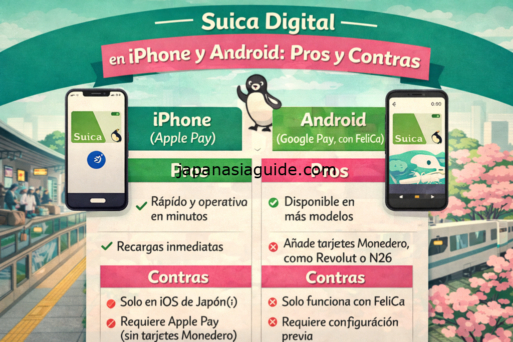 Suica digital: comparativa iPhone y Android